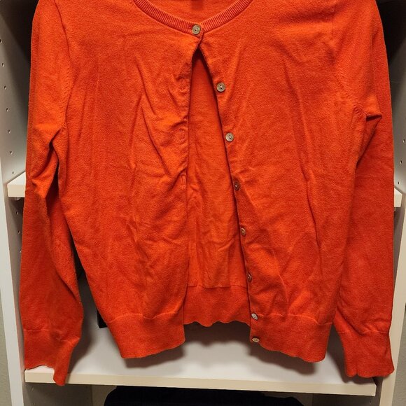 Lands' End - Women's orange cardigan - Picture 2 of 6